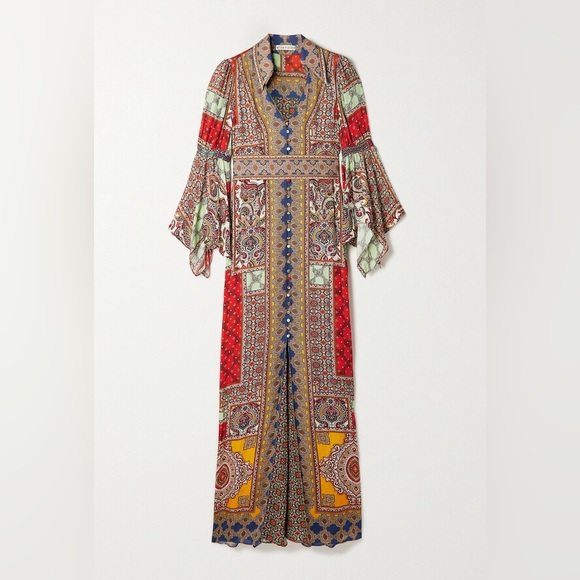 Sz XS ALICE + OLIVIA Jaylen Scarf Print Maxi Dress NWT - Picture 3 of 13